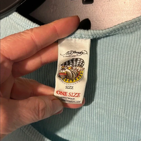 Ed Hardy Light Blue Tank with Red and Yellow Graphic - Picture 2 of 3